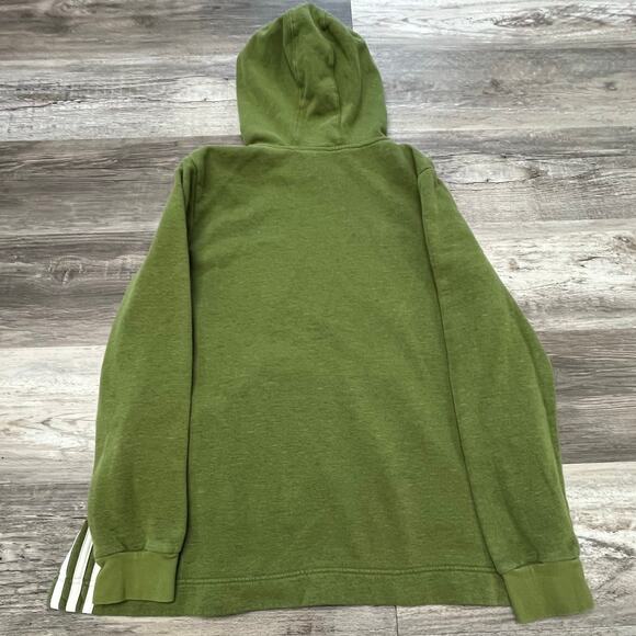 Adidas Green White Womens M Cutout Sides 3 Striped Fleece Oversized Hoodie 2019 - Picture 3 of 12